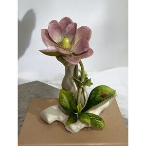 Cybis Windflower with Ladybug Porcelain Bisque Figurine 8” Tall Missing Petal